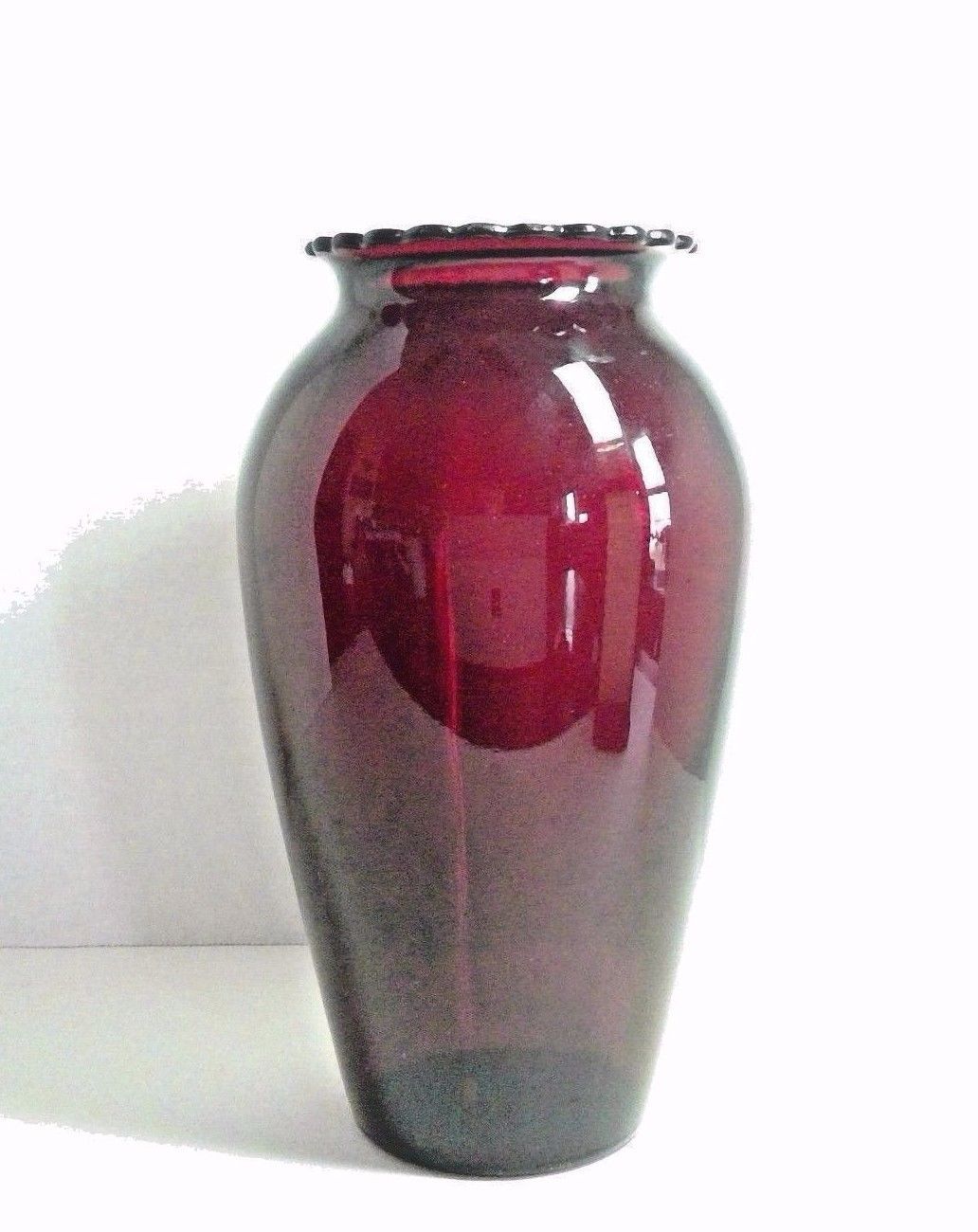 Vintage Anchor Hocking Depression Glass Ruby Red Round Vase