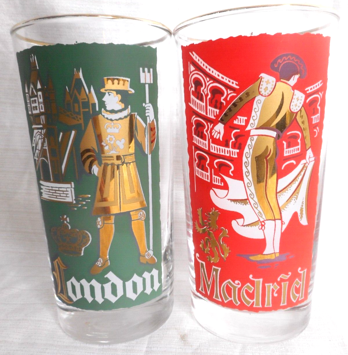 Vintage Libbey International Cities of The World Set8 MCM Highball Glasses 12oz Drinkware