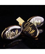 Personalized VERN cufflinks / black gold tie clip set / Monogrammed gift... - $165.00