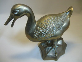 Duck Brass Figurine Statue Door Stop Paper Weight Detail Design - $16.95