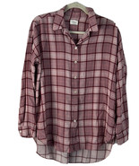 Aritzia Wilfred pink plaid 100% silk button down shirt size S - $35.51