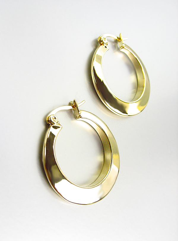 Primary image for GORGEOUS Polished 18kt Gold Plated Small 1" Diameter Round Hoop Earrings