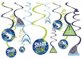 Shark Party Swirl Decorations~Shark Birthday Spiral Decorations~Kids Par... - $5.94