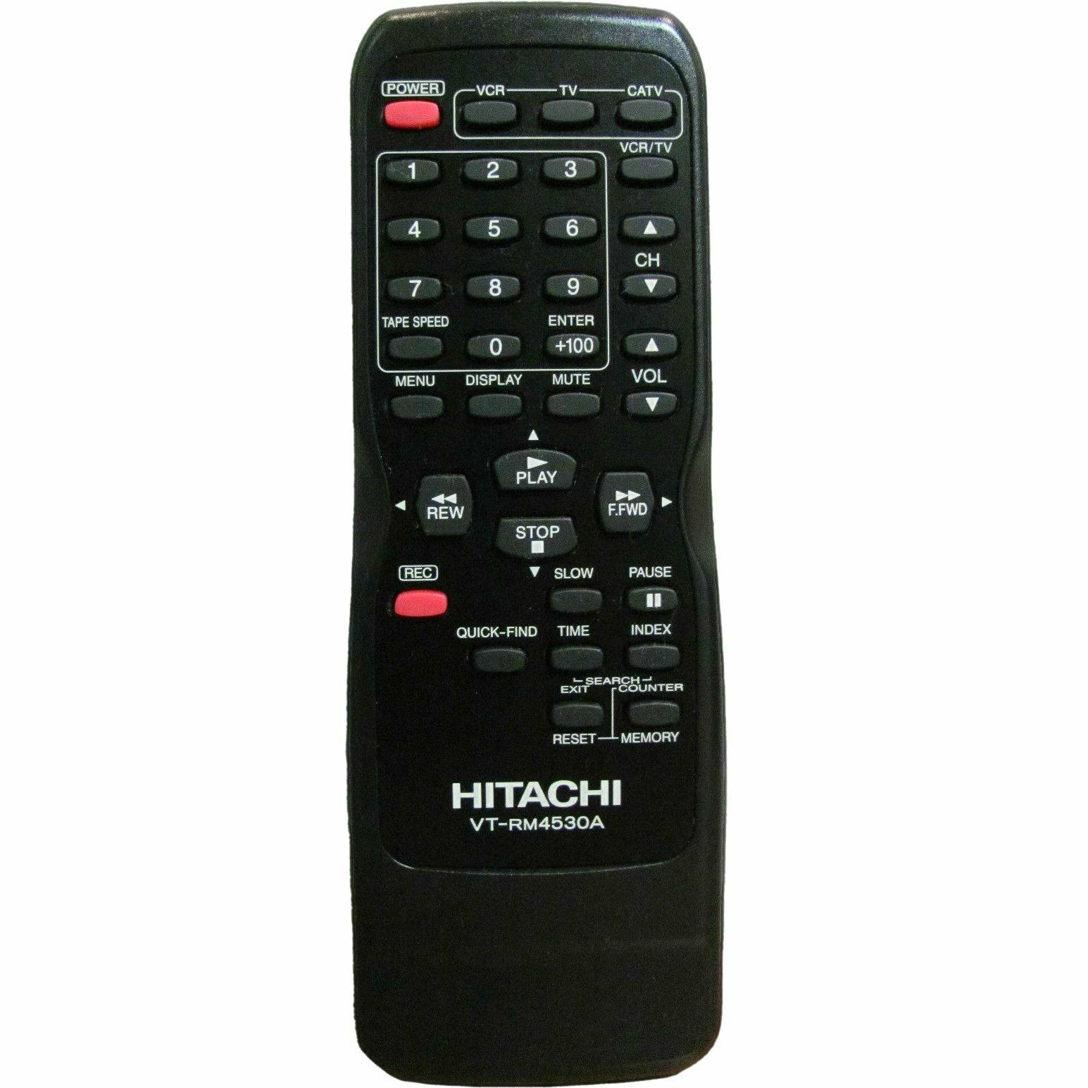 Hitachi VT-RM4530A Factory Original VCR Remote VTFX6500A, VTMX4510A, VTMX4530A - $10.29