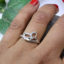 Real Sterling Flower Style Silver White CZ Women finger ring - $18.33