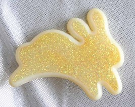 Elegant Hallmark Glittery Yellow Easter Bunny Rabbit Brooch 1980s vint. 2&quot; - $12.95