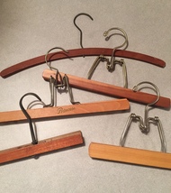 Set of 5 Vintage 50s wooden skirt and clothes hangers