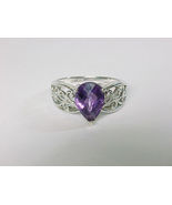 AMETHYST Gemstone RING in Sterling Silver Designer signed - Size 6.25 - $55.00