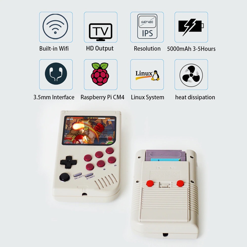 LCL PI Boy CM4 Handheld Game Console 30000 Games Raspberry Pi CM4 Mini ...