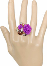 Purple Acrylic Flower Plum Crystal Everyday Casual Cluster Ring Costume Jewelry - $15.68