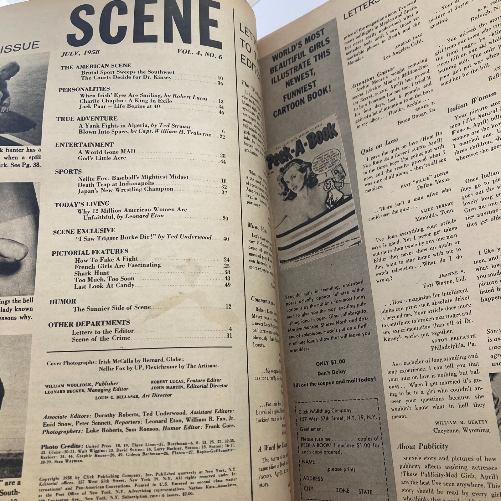 VTG Scene Magazine July 1958 Vol 4 No. 6 Irish McCalla & Nellie Fox No ...