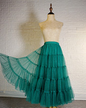 Blue Glitter Maxi Tulle Skirt Outfit Tiered Sparkle Tulle Skirt A-line Plus Size image 7