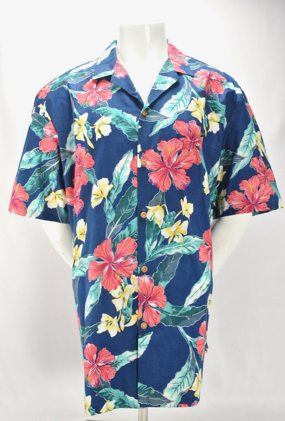 Paradise Found Super Hibiscus Teal Hawaiian Shirt Small