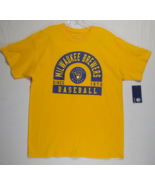Men&#39;s Adult Yellow MLB Milwaukee Brewers T-Shirt 100% Cotton Size Large - $17.99