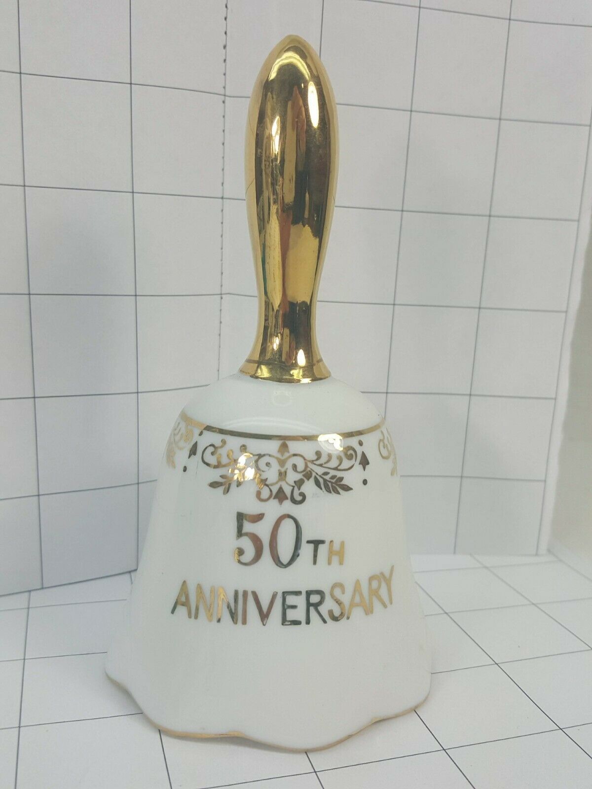 Primary image for Anniversary Collector Bell "50th ANNIVERSARY"  white with gold #33