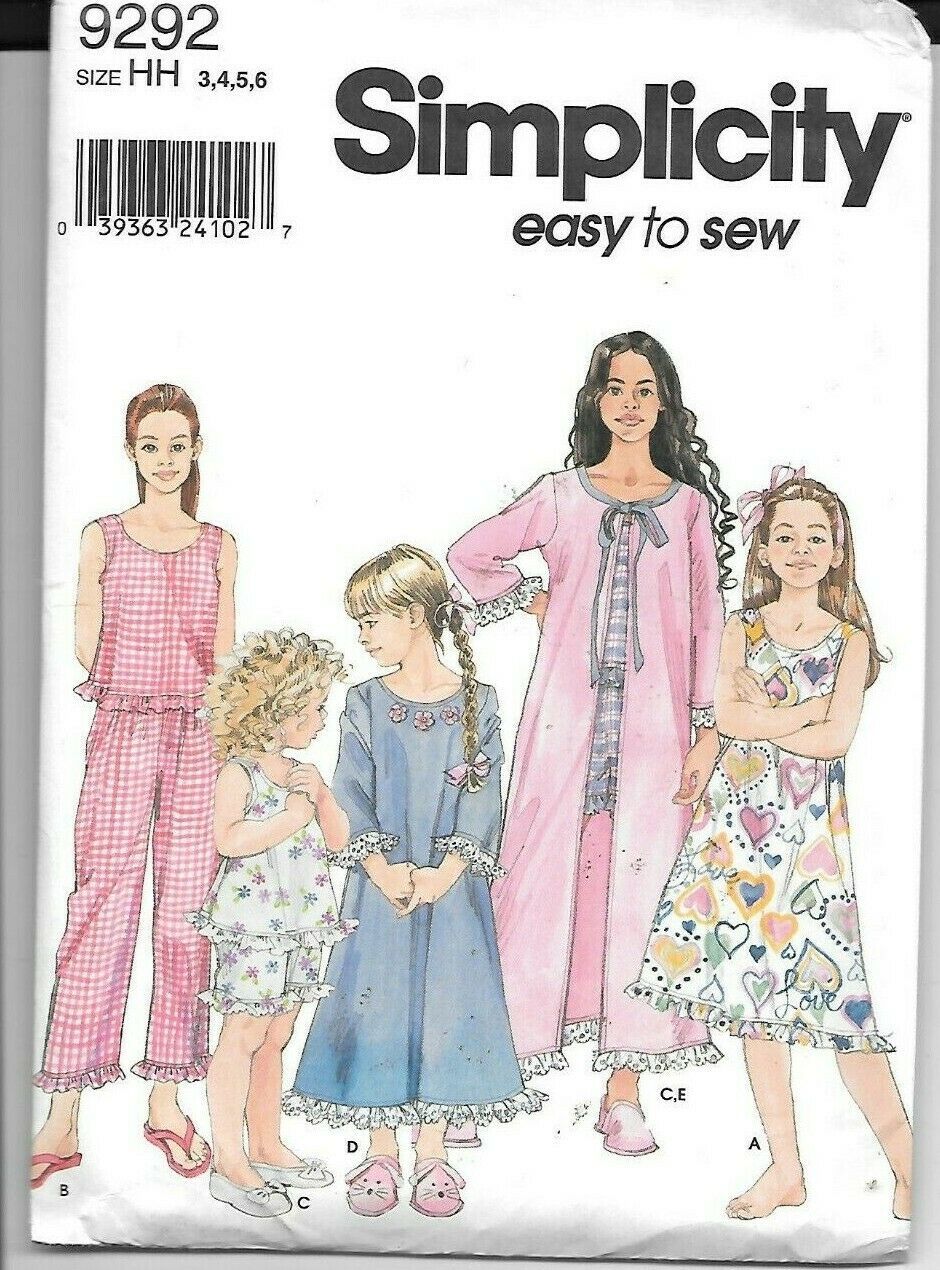 Primary image for Vintage Simplicity #9292 Nightgown Pajamas Child Girl's - Size 3-6 - UNCUT