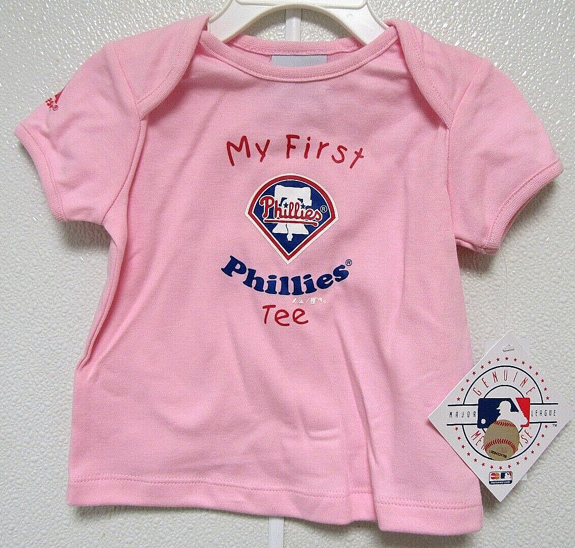 Primary image for Philadelphia Phillies Infant "MY FIRST TEE" in Blue Red on  Pink  12M Majestic