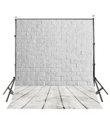 LYLYCTY 5X7ft Photography Background White Brick Wall Wood Floor Theme B... - $18.46