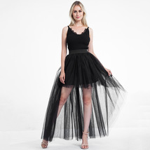 Black Slit Tulle OVERSKIRT Elastic Waist hilo Tulle Skirt Open Skirt Over Skirt image 1