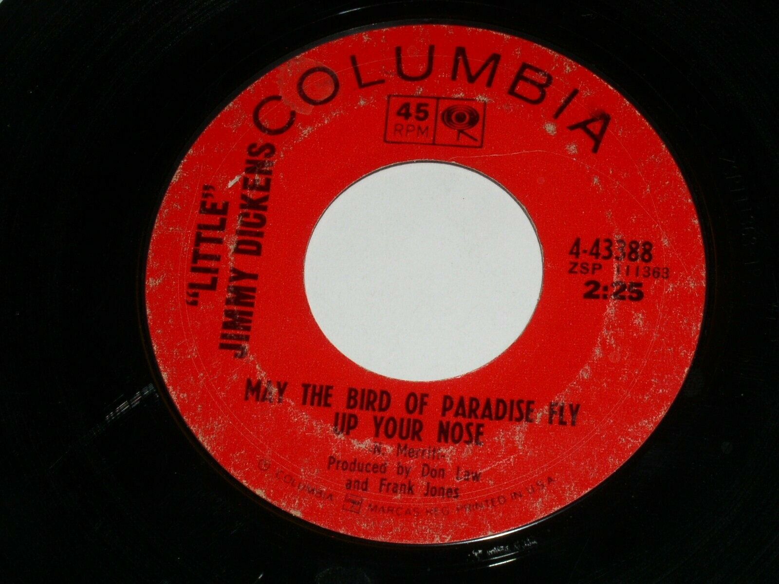 Little Jimmy Dickens May The Bird Of Paradise Fly Up Your Nose 45 Rpm ...