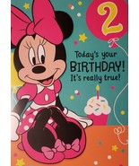 Minnie Mouse Card Birthday 2 Year-Old &quot;Today&#39;s your Birthday It&#39;s Really... - $3.89