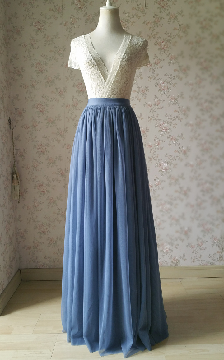 Silver chiffon maxi skirt sale