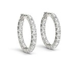 Double sided 3.45CT diamond hoop earrings 14k white gold - $6,305.00