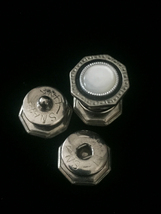 Vintage 20s Silver Octagon Snap Link Mother of pearl and celluloid cufflinks
