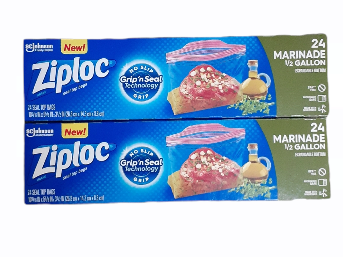 Ziploc Marinade Bags 1/2 Gallon (2) boxes/24 and 11 similar items