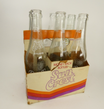 Siz (6) Vintage Sun Crest 10 ounce Soda Bottle Clear Glass with carton  ... - $24.00