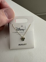 Disney Parks Mickey Mouse Faux Peridot August Birthstone Necklace Gold Color NEW