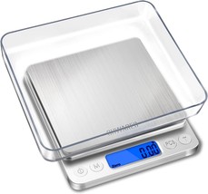 WOWOHE Digital Food Kitchen Scale Gram with LCD Display Pocket Scale  Cooking Scale Accuracy 0.1g Capacity 3000g (2 Trays Included)