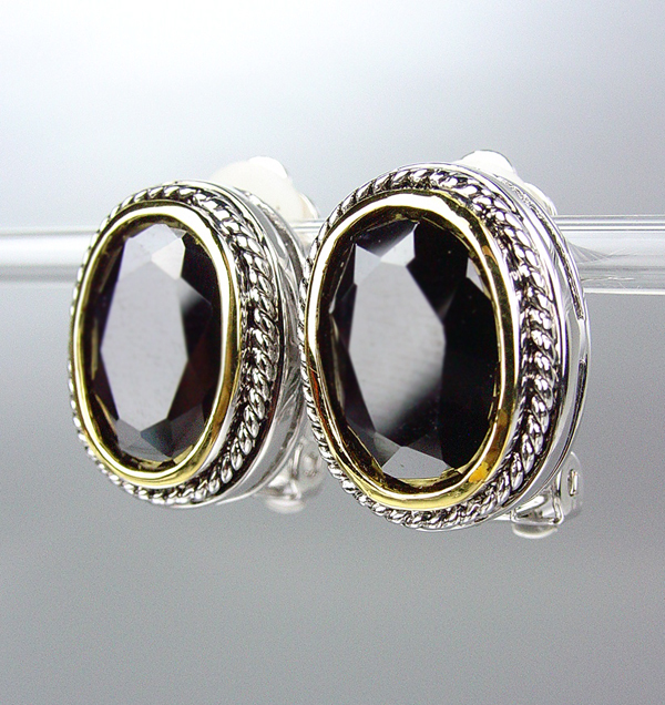 Designer Style Silver Cables Black Onyx CZ Crystal Clip On Earrings - $24.99