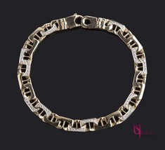 0.80 Ct  Men's Mariner Anchor Gucci Link Diamond Bracelet  Solid 14K Yellow Gold - $2,078.01