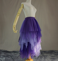 PURPLE Layered Long Tulle Skirt Tiered Holiday Skirt Outfit Custom Plus Size  image 4