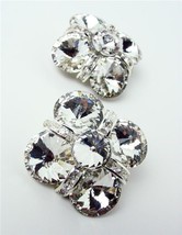 Sparkle Clear Czech Crystals Cluster Clip On Earrings - $12.22