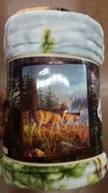 Deer in the Wild American Heritage Woodland Royal Plush Raschel Throw bl... - $23.75
