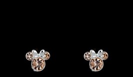 Disney Birthstone Stud Minnie Mouse Earrings Light Peach Crystal (a) - $89.09