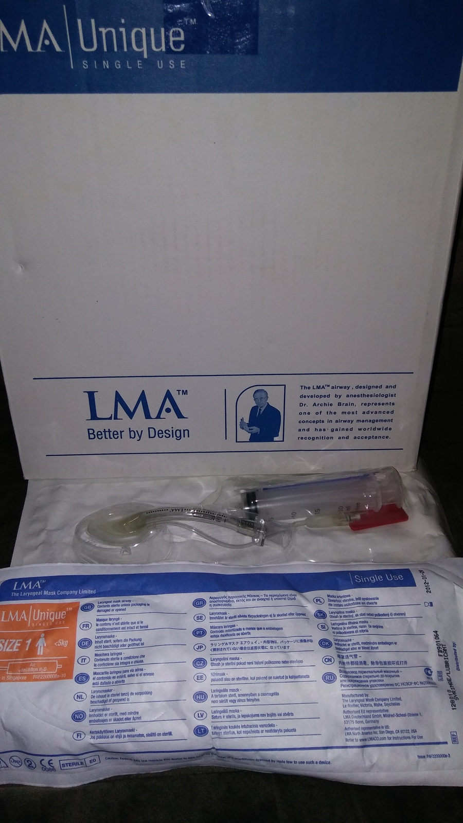 2 UNITS! LMA Unique laryngeal mask airway size 1 for newborns