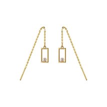 Anyco Fashion Earrings Gold Genuine 925 Sterling  Simple Geometric Luxury Zircon - $21.30
