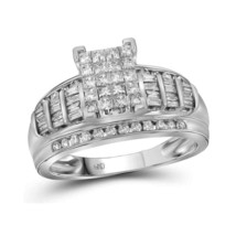 10kt White Gold Princess Diamond Cluster Bridal Wedding Engagement Ring Size 6.5 - $850.00
