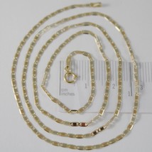 18K YELLOW WHITE ROSE GOLD FLAT BRIGHT OVAL CHAIN 16 INCHES, 2 MM MADE I... - $299.95