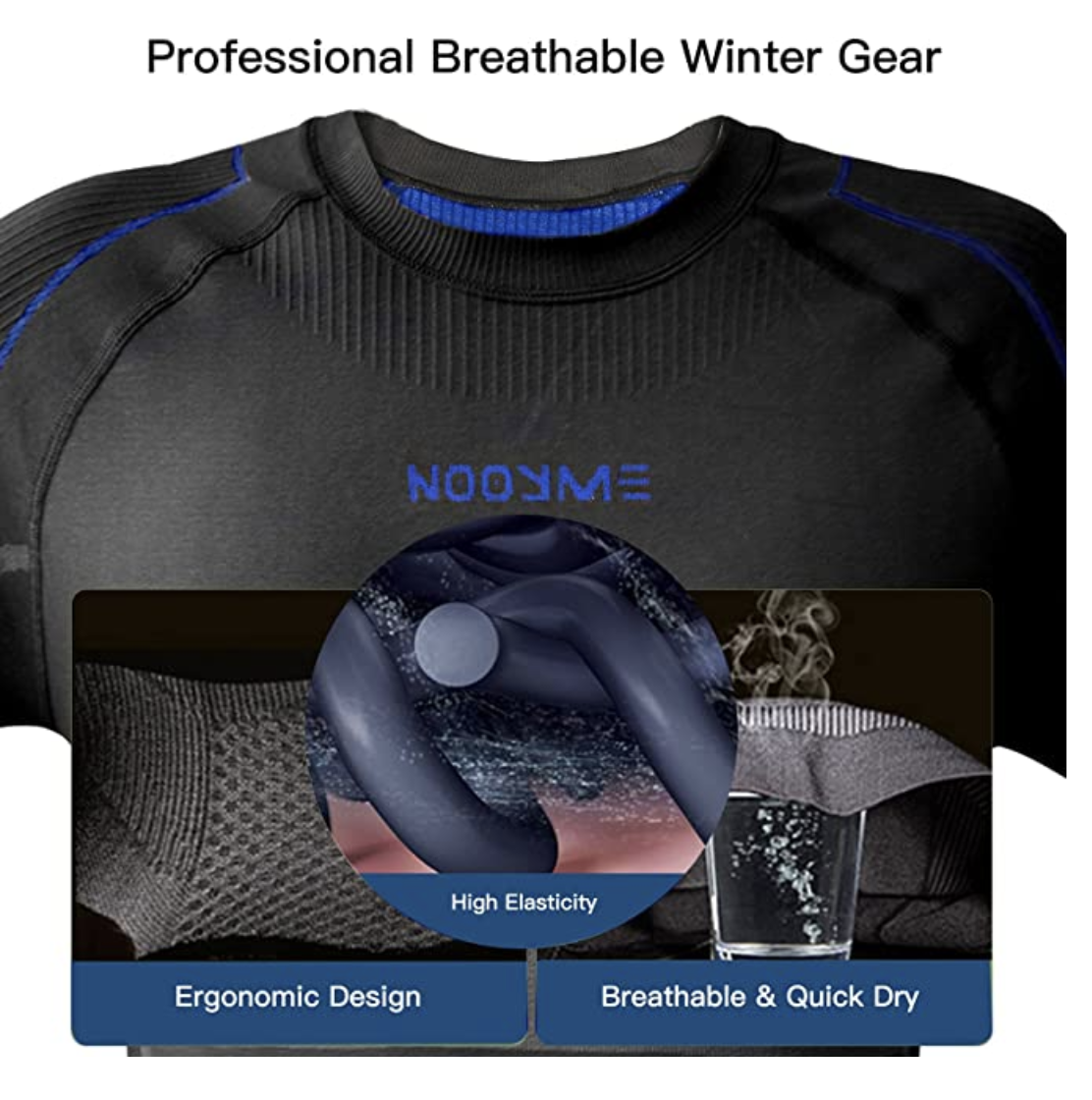 Thermal Underwear Long Johns Base Layer for Cold Weather Blue/Black