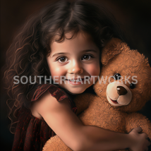 A dark Haired Hispanic Girl with a Teddy Bear #2 OF 4 in this collection - $1.99