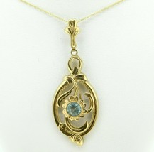 Retro 10K Yellow Gold Lavaliere Pendant with Rose Gold Flower (#J4329) - $247.50