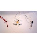 Paper Quill Snowman, Poinsettia and Candy Cane Ornaments Handcrafted New - $14.99