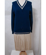 VINTAGE EDIE ADAMS Worn Custom Blue LS Argyle Knit Sweater w/Pleated Ski... - $269.99