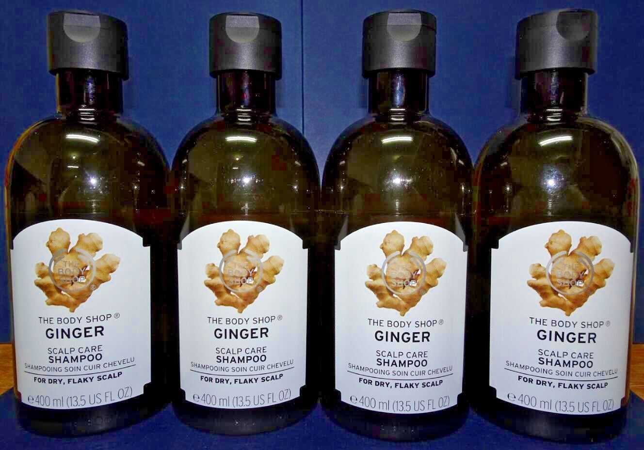 three pack: the body shop bodyshop ginger scalp care shampoo 400ml 13.5fl oz x3