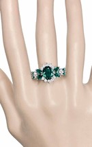 Simulated Emerald Green Cubic Zirconia CZ Imitation Ring Silver Tone Size 7 - $14.25