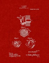 Locknut Patent Print - Burgundy Red - $7.95+
